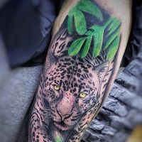 tatuaje baieti tigru frunze